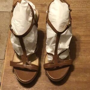Michael Kors Brown Leather Sandals with Elegant Straps